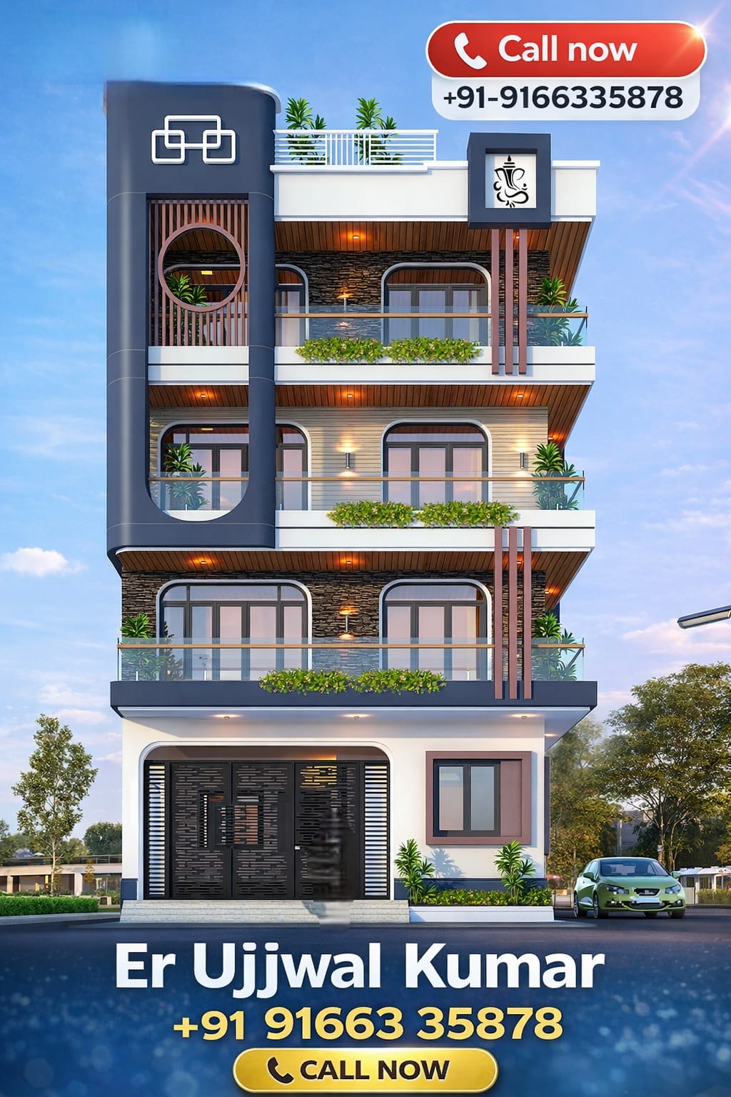 Modern multi-storey building elevation